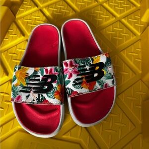 New Balance Women Floral Slide Sandals - coral pink inside